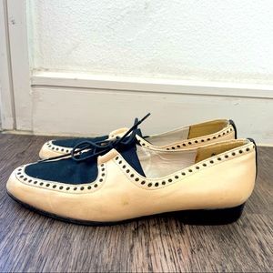 Stuart Weitzman Leather Loafers Women Beige&Black Size 6 Shoes